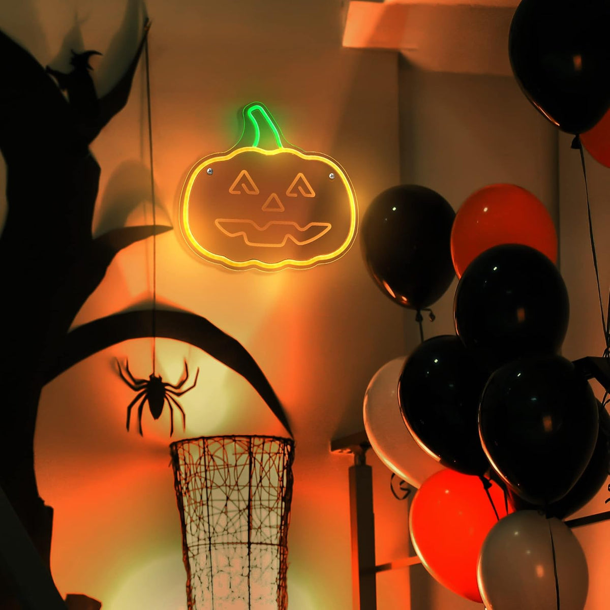 Halloween Pumpkin Neon Sign - Jack-O'-Lantern LED Wall Decor Light