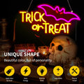 Trick or Treat Halloween Neon Sign - LED Spooky Bat Wall Decor Light