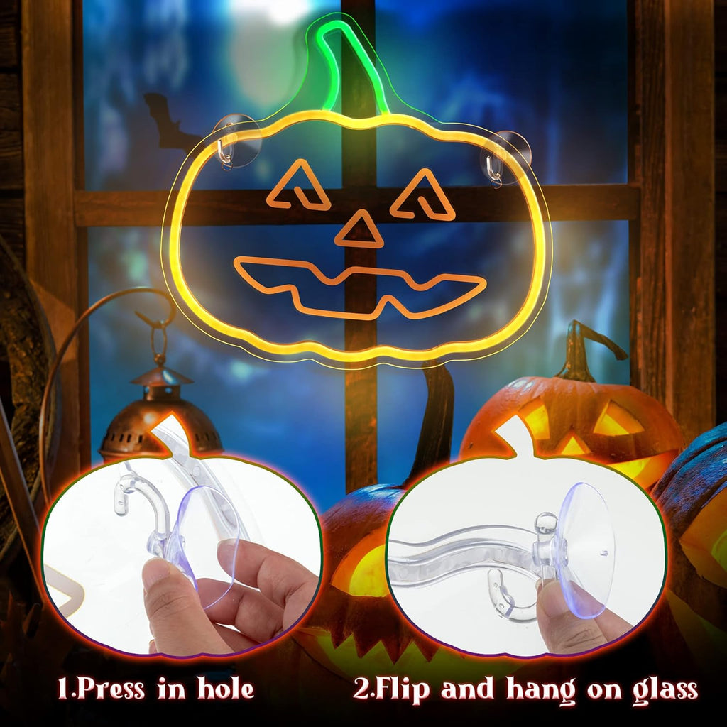 Halloween Pumpkin Neon Sign - Jack-O'-Lantern LED Wall Decor Light