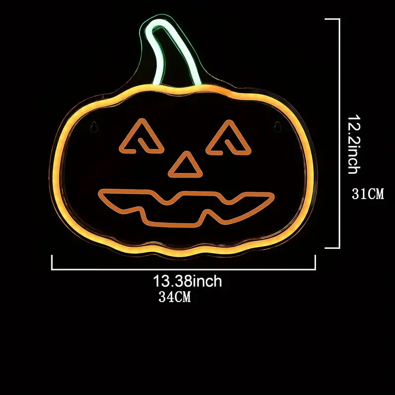 Halloween Pumpkin Neon Sign - Jack-O'-Lantern LED Wall Decor Light